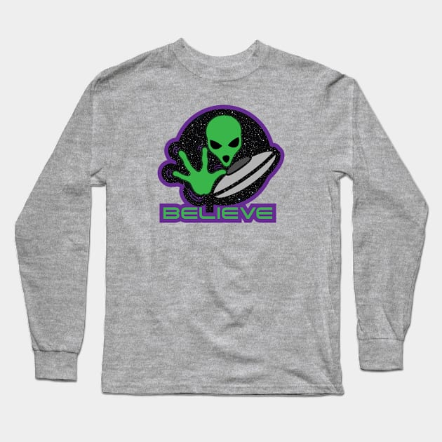 Believe Long Sleeve T-Shirt by Mercado Graphic Design